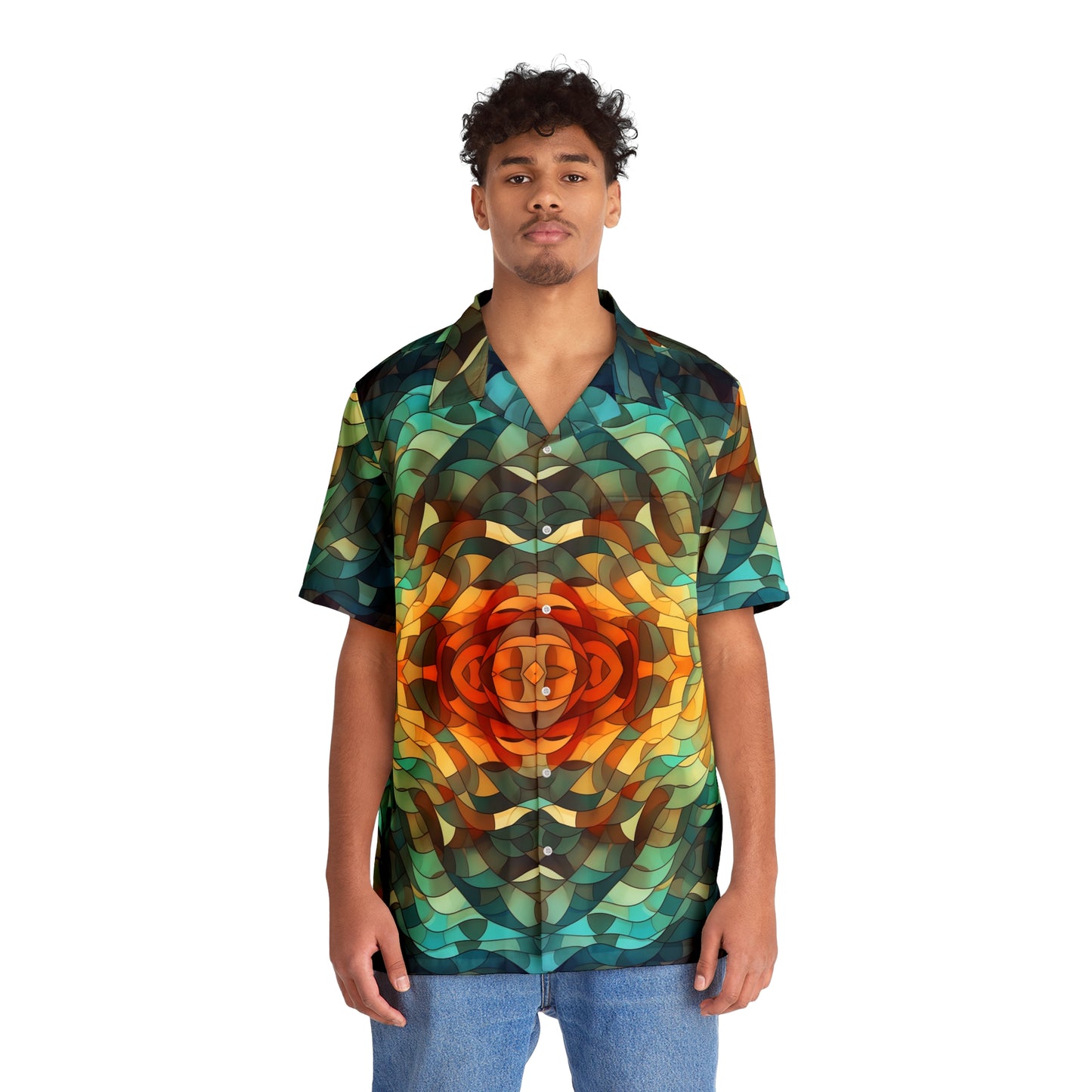 Geometric Kelp Men's Hawaiian Shirt (AOP)