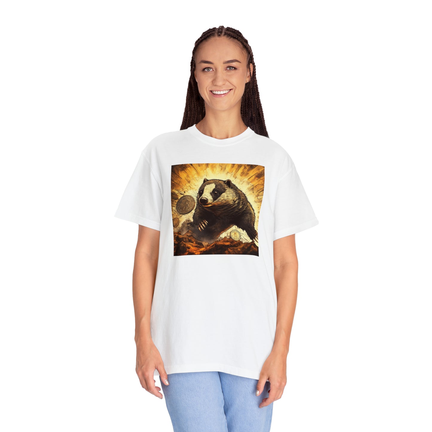 Honey Badger Front Unisex Garment-Dyed T-shirt
