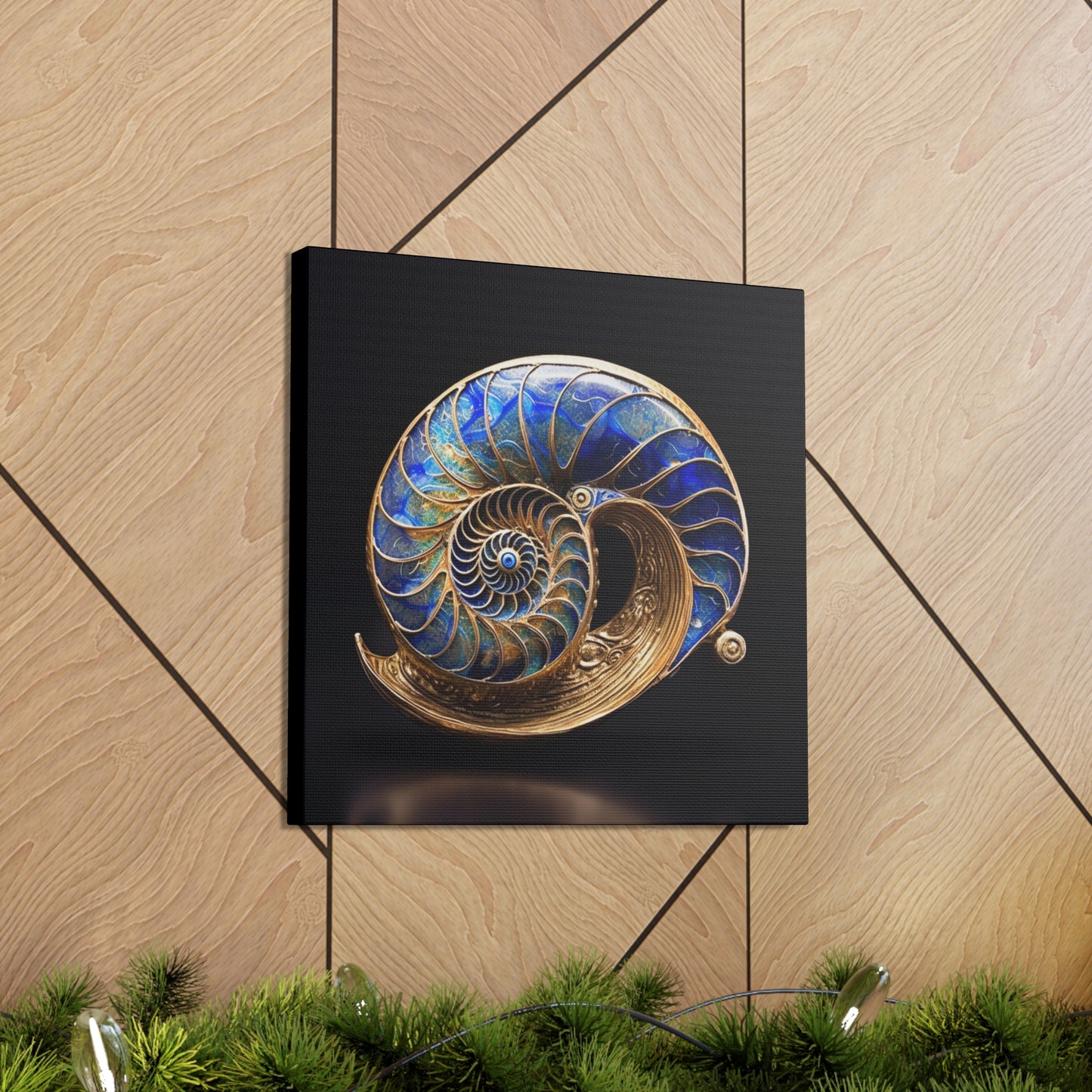 Gold and Lapis Lazuli Nautilus Canvas Gallery Wraps