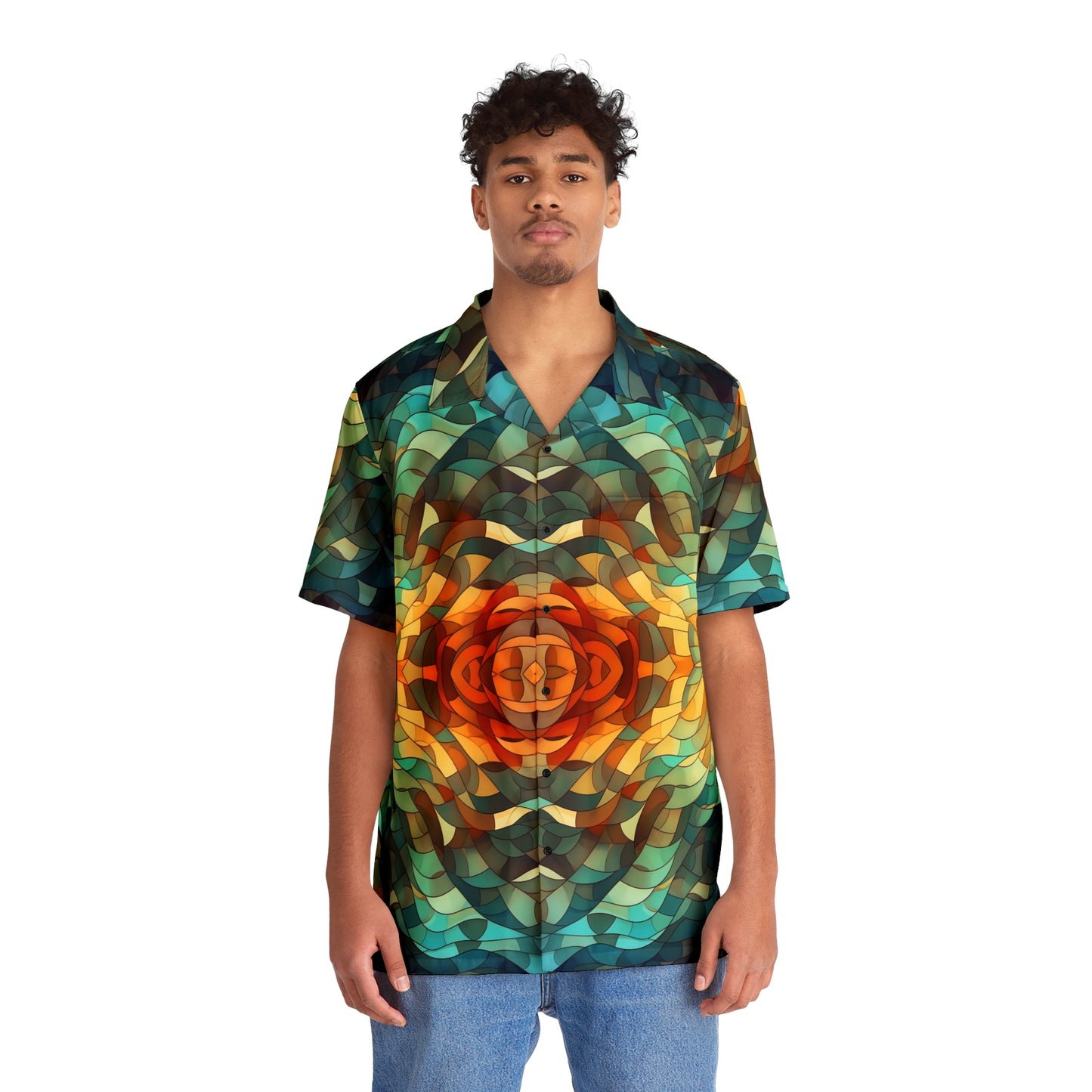 Geometric Kelp Men's Hawaiian Shirt (AOP)