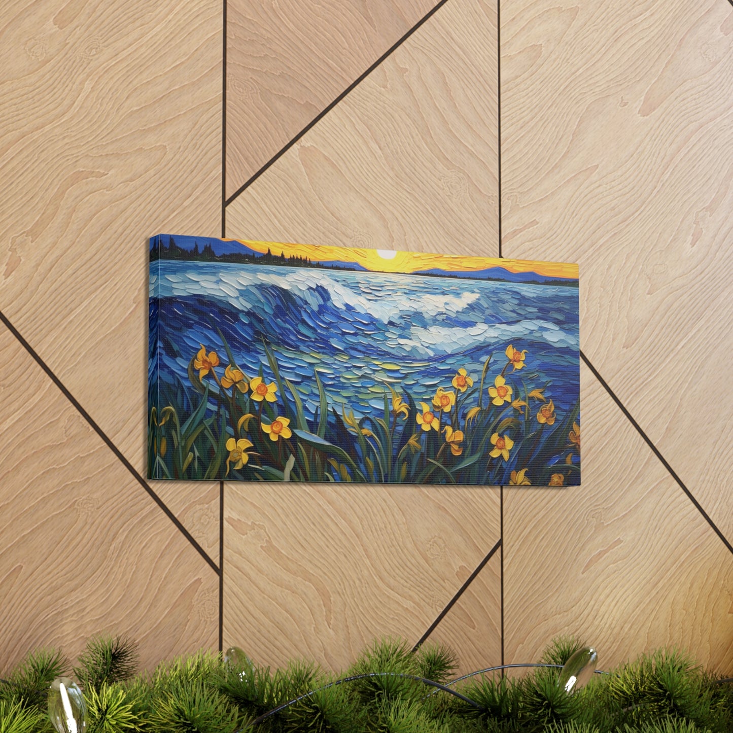 Waves and Daffodils Canvas Gallery Wraps