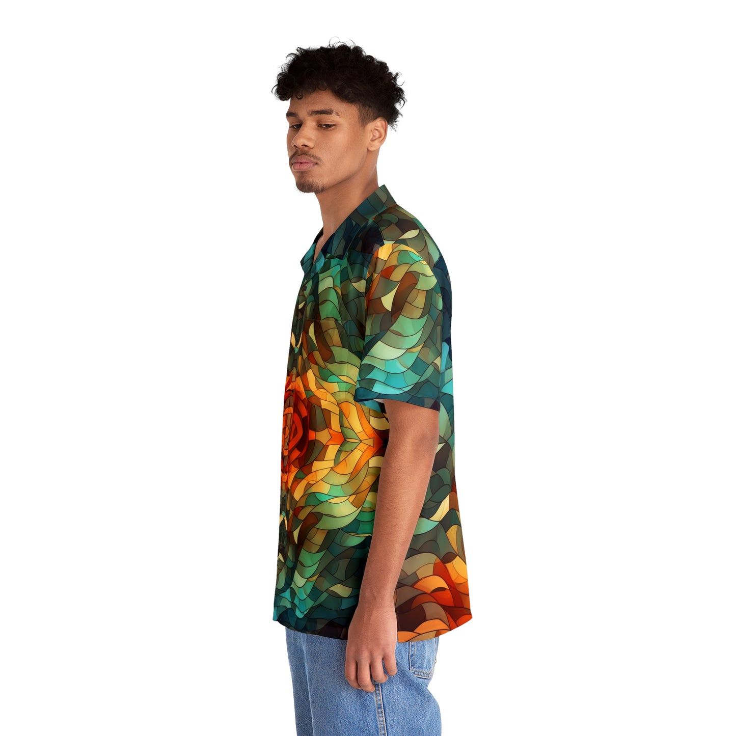 Geometric Kelp Men's Hawaiian Shirt (AOP)
