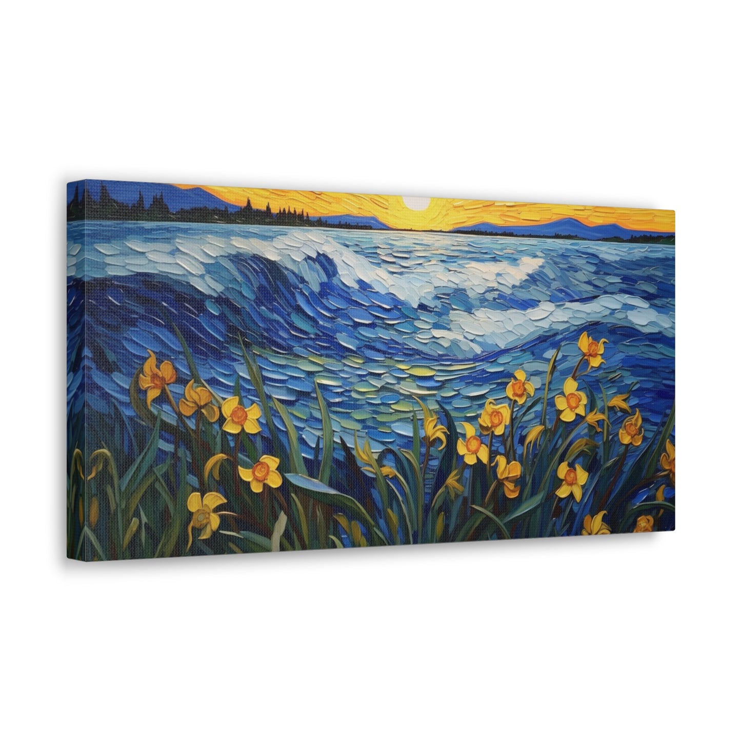 Waves and Daffodils Canvas Gallery Wraps