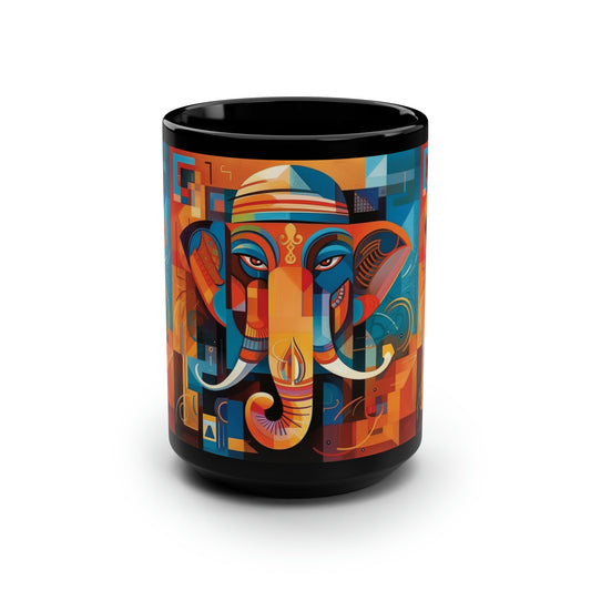 Ganesha Black Mug, 15oz