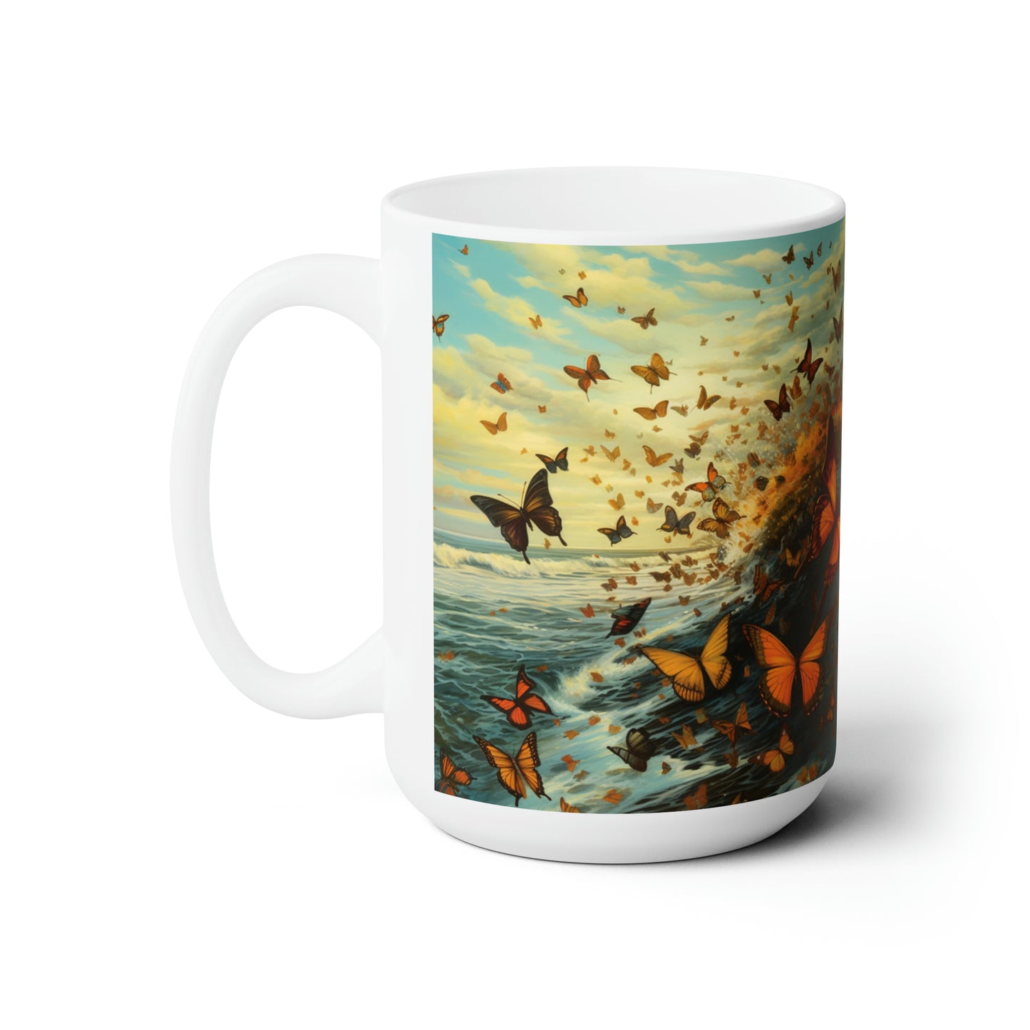 Waves and Butterflys Ceramic Mug 15oz