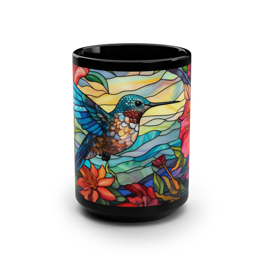 Hummingbird Black Mug, 15oz