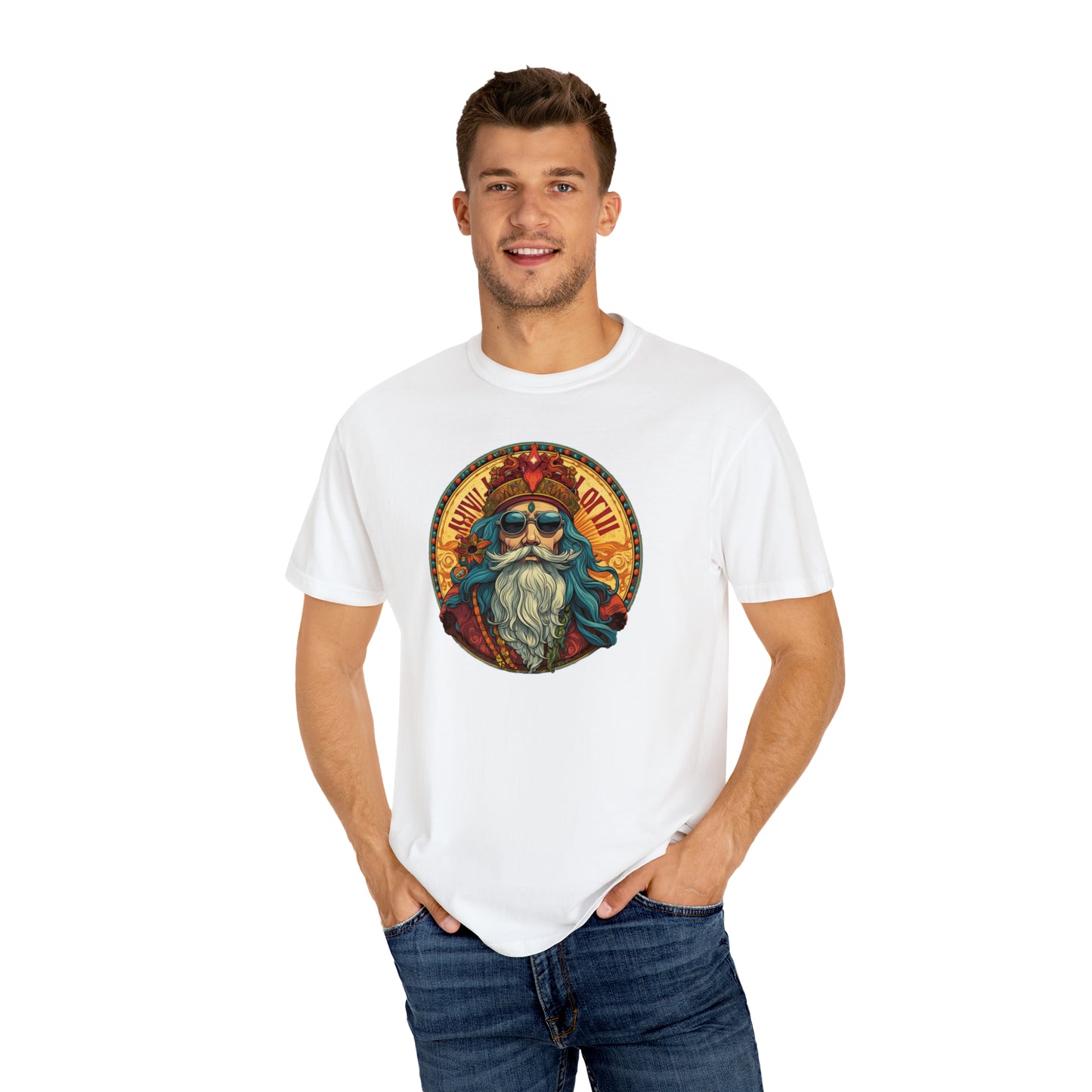 Da Hippy Vinci Front Unisex Garment-Dyed T-shirt