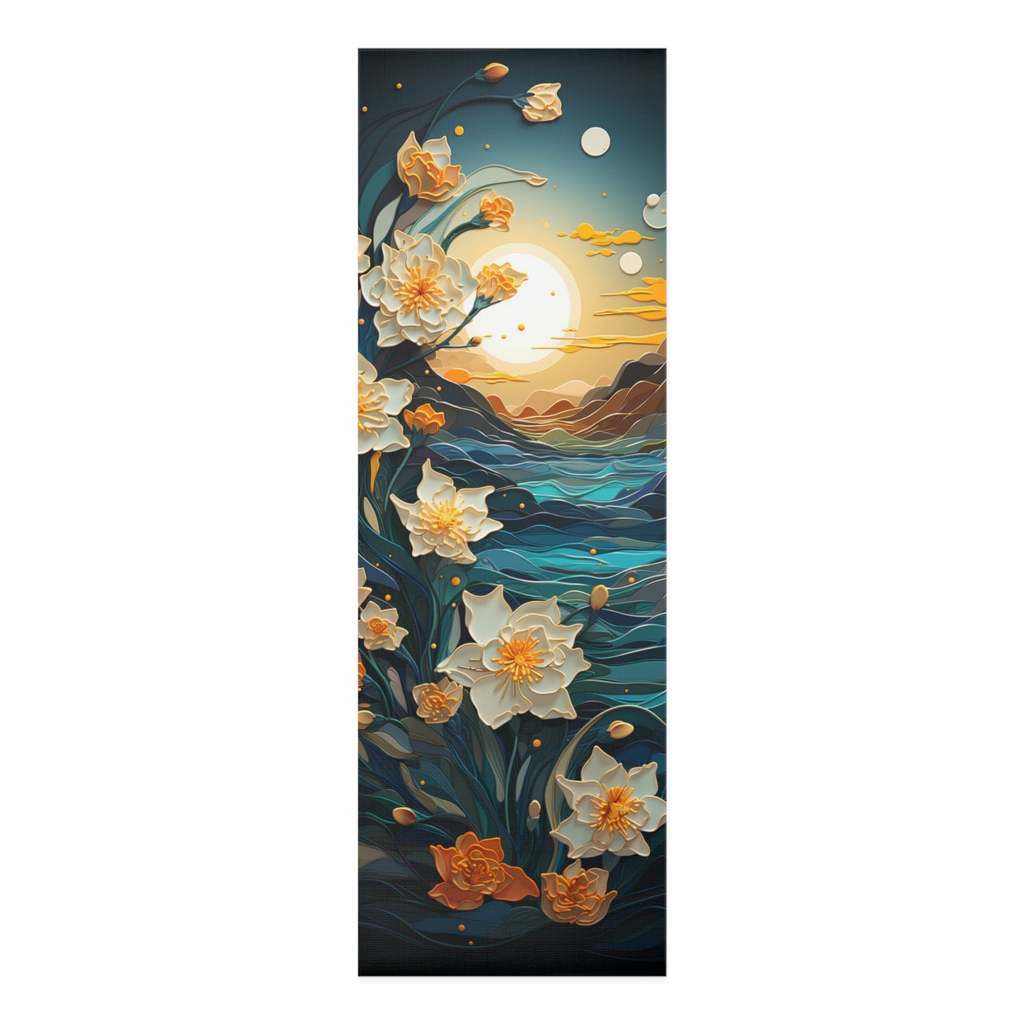 Waves and Daffodils Foam Yoga Mat