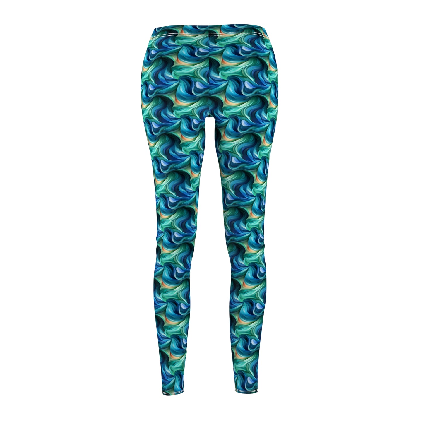 Blue and Green Vortices Women's Cut & Sew Casual Leggings (AOP)