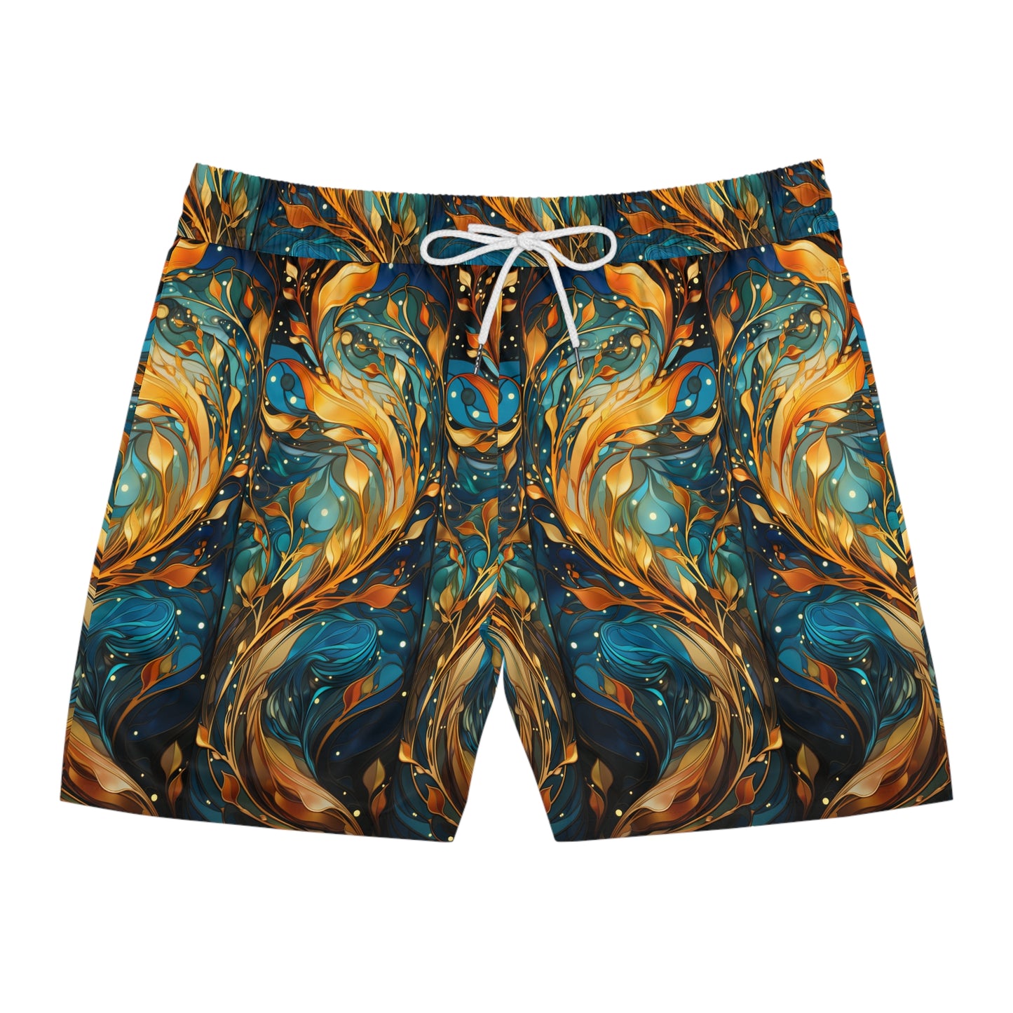 Kelp Mirror Men's Mid-Length Swim Shorts (AOP)