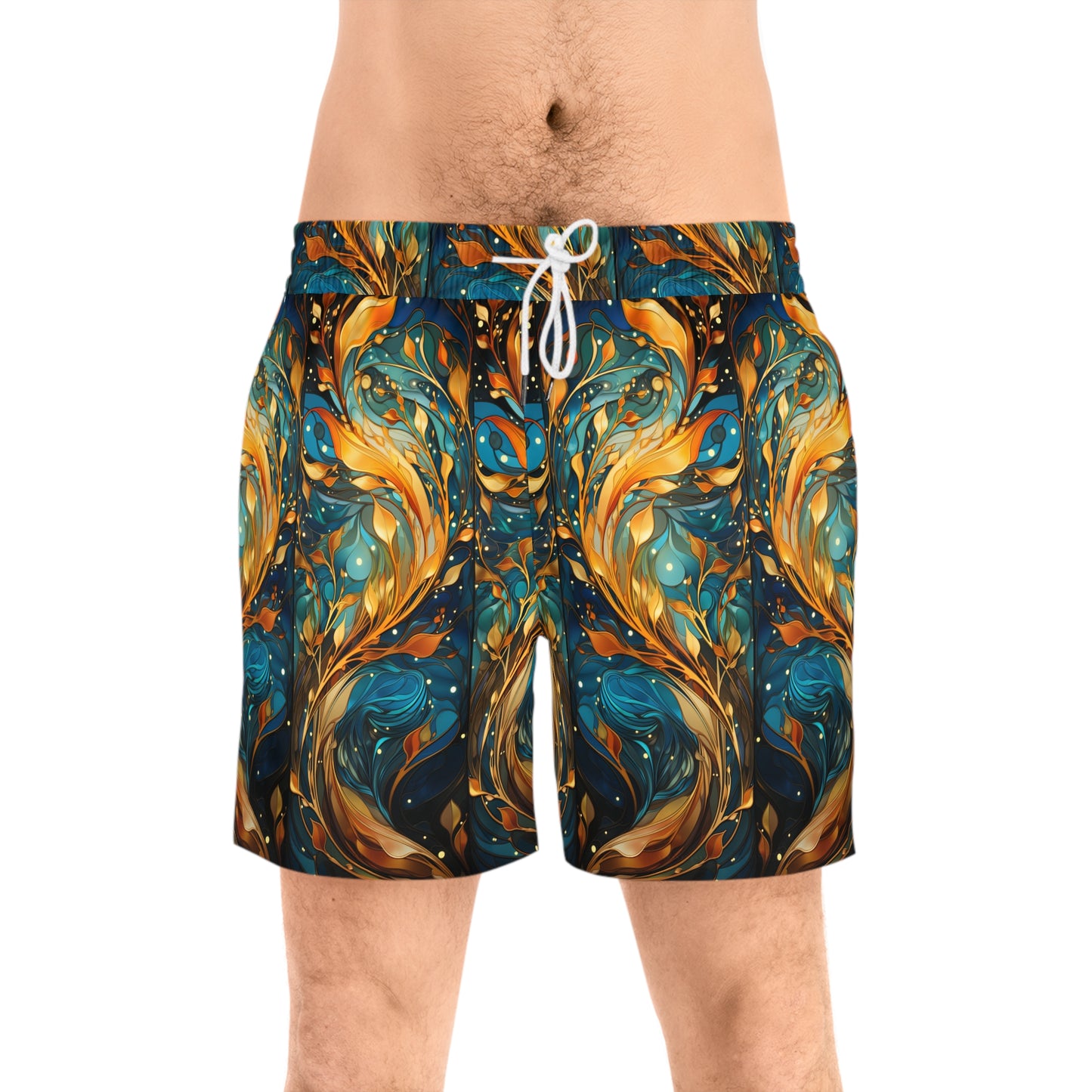 Kelp Mirror Men's Mid-Length Swim Shorts (AOP)