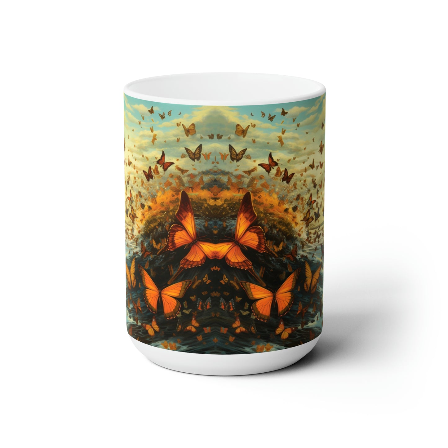 Waves and Butterflys Ceramic Mug 15oz