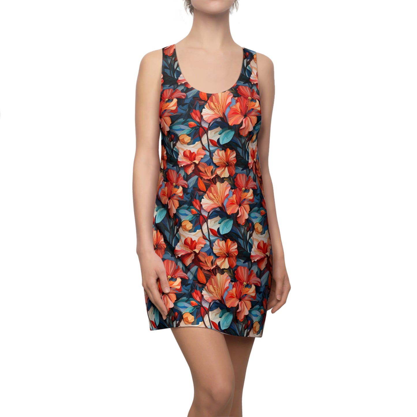 Hibiscus Women's Cut & Sew Racerback Dress (AOP)