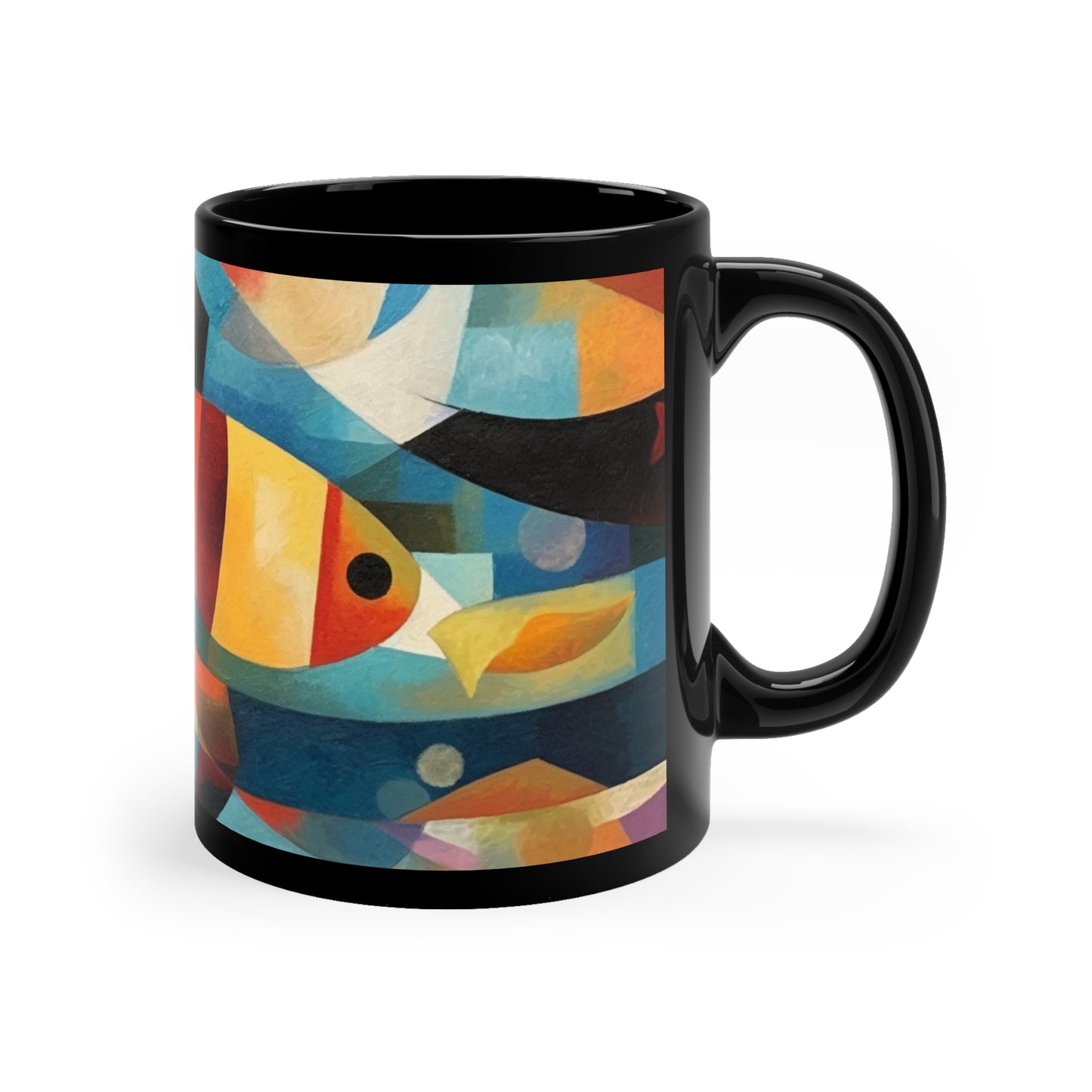 Fish Cubism 11oz Black Mug