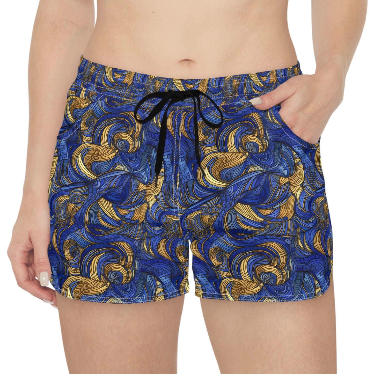 Gold and Lapis Swirls Women's Casual Shorts (AOP)