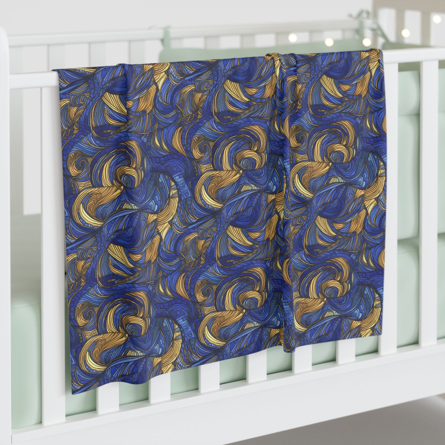 Gold and Lapis Baby Swaddle Blanket