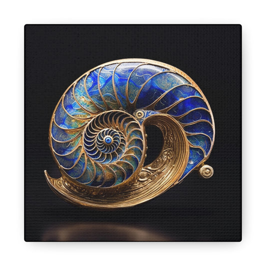 Gold and Lapis Lazuli Nautilus Canvas Gallery Wraps