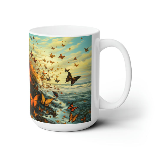 Waves and Butterflys Ceramic Mug 15oz