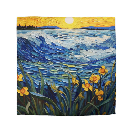 Waves and Daffodils Microfiber Duvet Cover