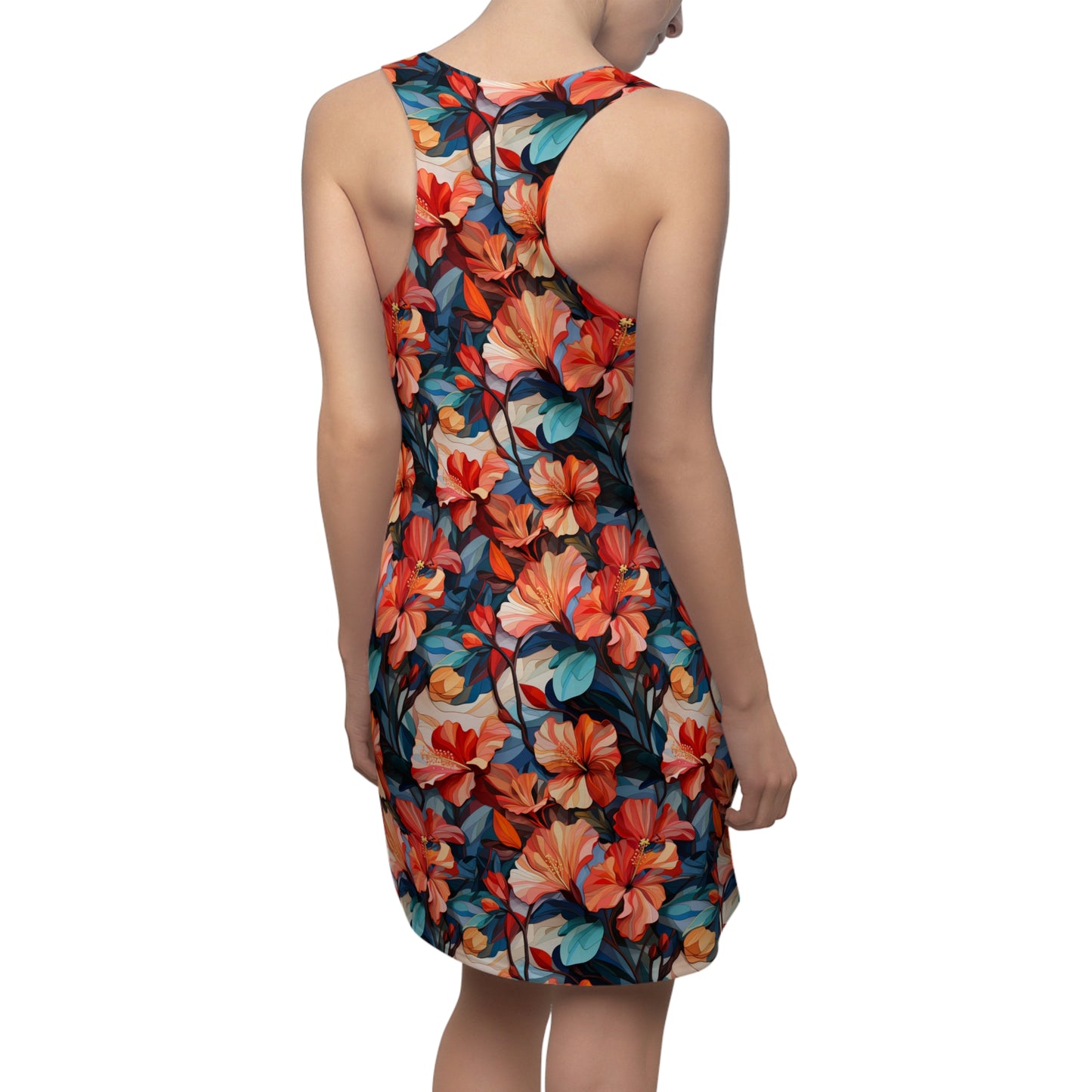 Hibiscus Women's Cut & Sew Racerback Dress (AOP)