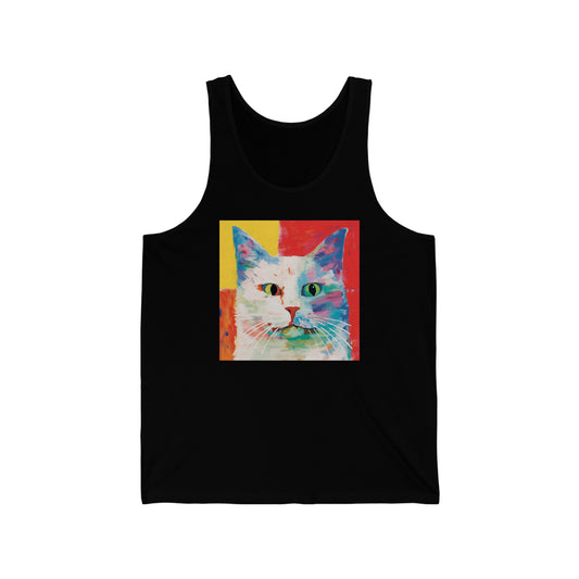 Cross Eyed Kitty Front Unisex Jersey Tank