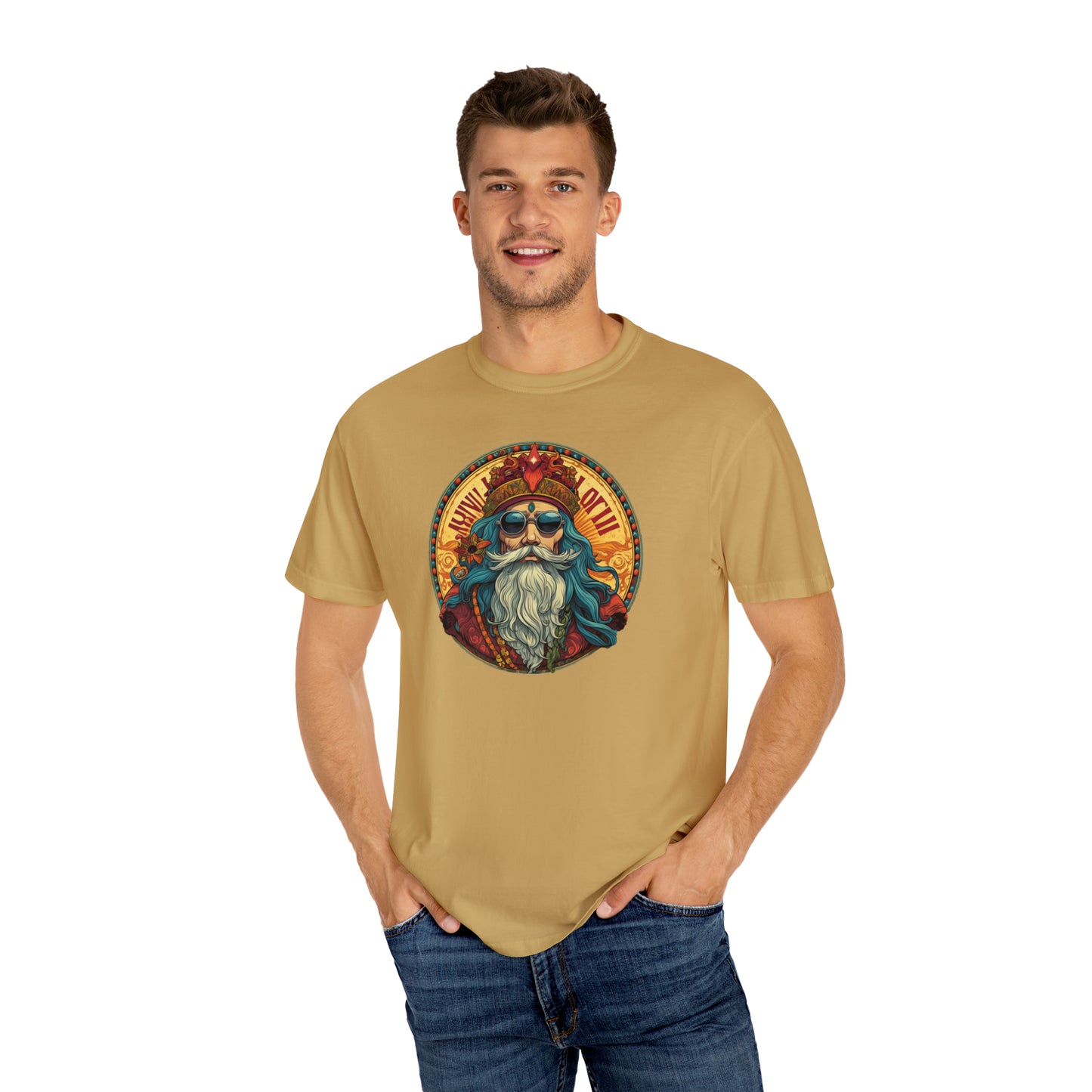 Da Hippy Vinci Front Unisex Garment-Dyed T-shirt