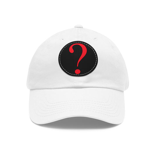 Question Mark Dad Hat with Leather Patch (Round)