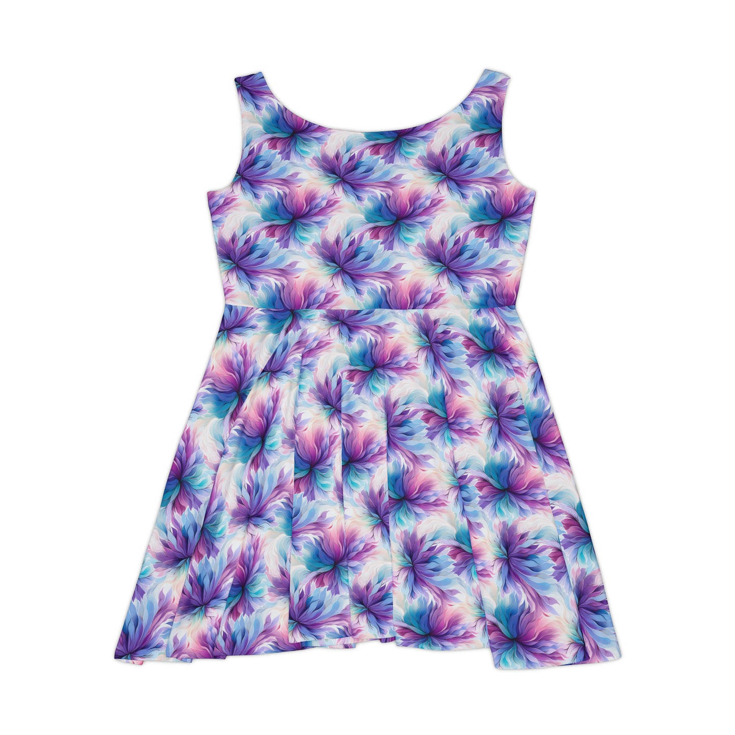 Purple and Turquoise Floral Women's Skater Dress (AOP)