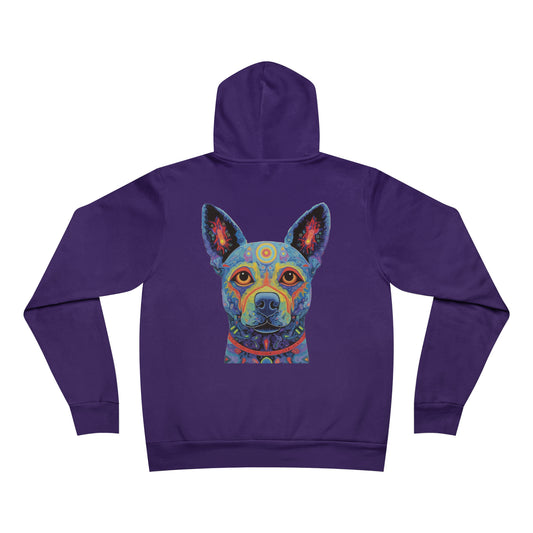 Psychedelic Dog Back Unisex Sponge Fleece Pullover Hoodie