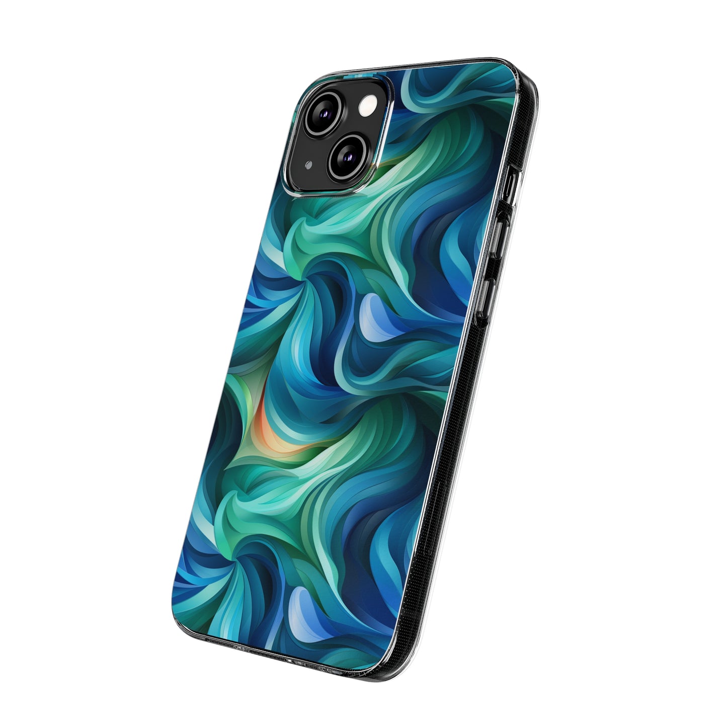 Blue and Green Swirls Clear Silicone Phone Cases