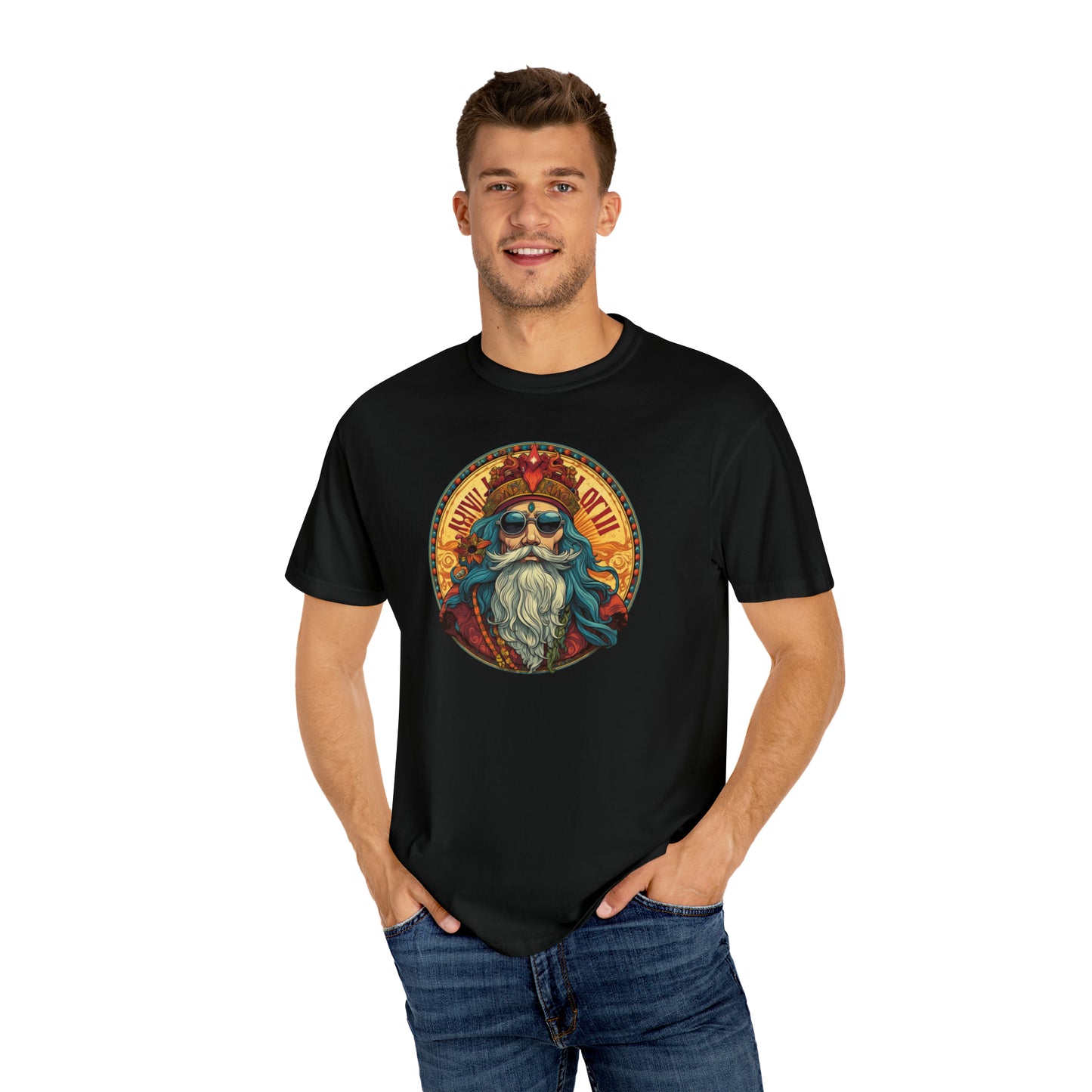 Da Hippy Vinci Front Unisex Garment-Dyed T-shirt