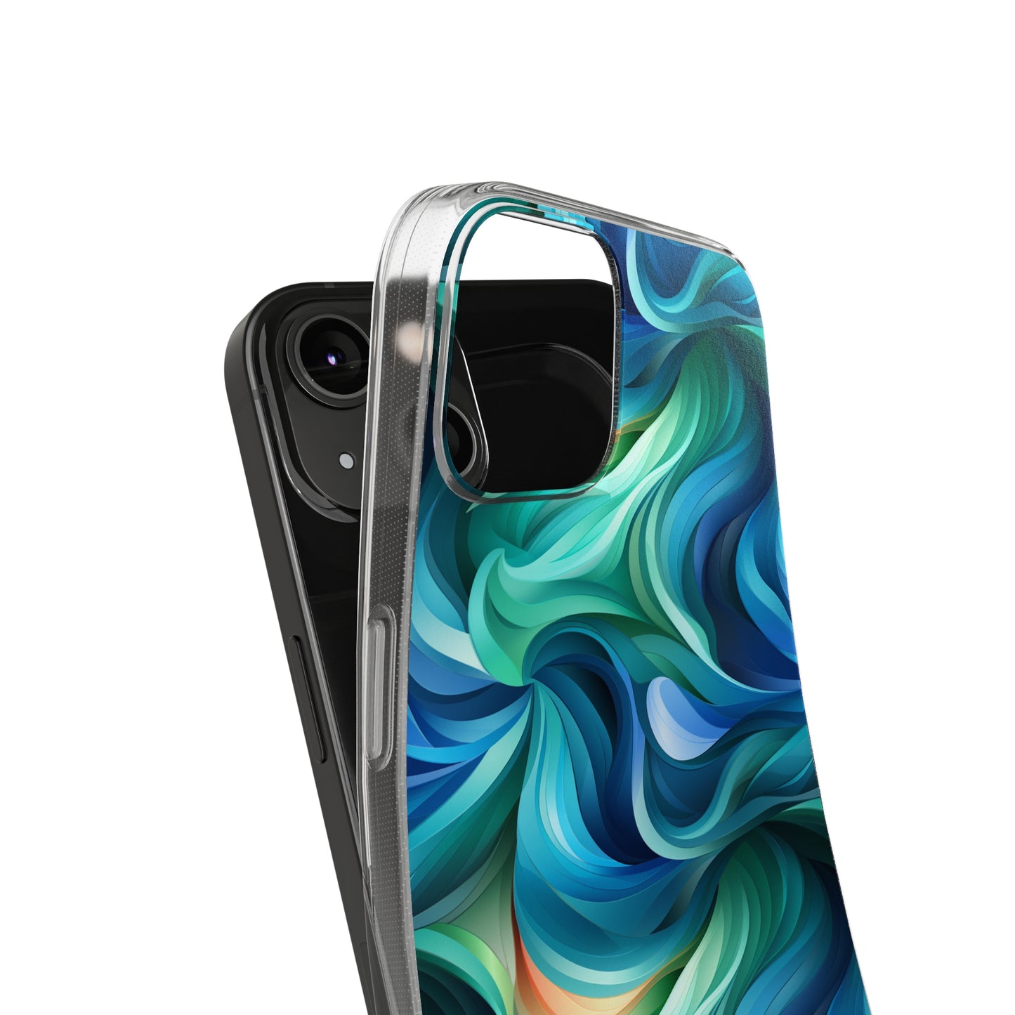 Blue and Green Swirls Clear Silicone Phone Cases