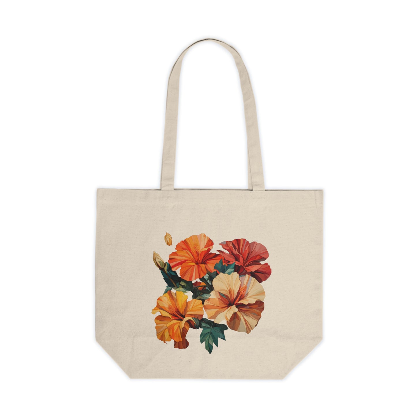 Hibiscus Canvas Shopping Tote