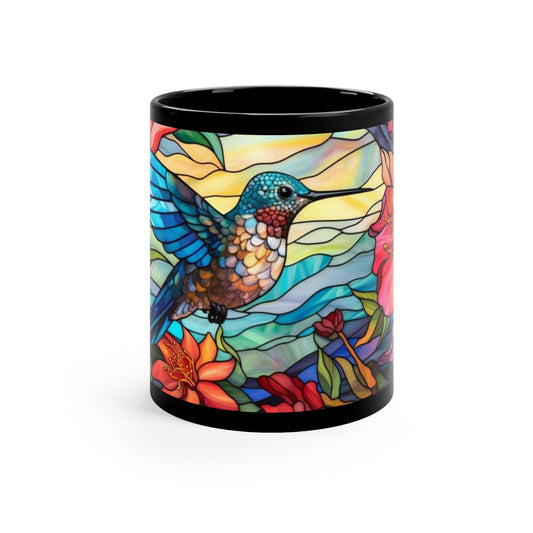 Hummingbird 11oz Black Mug