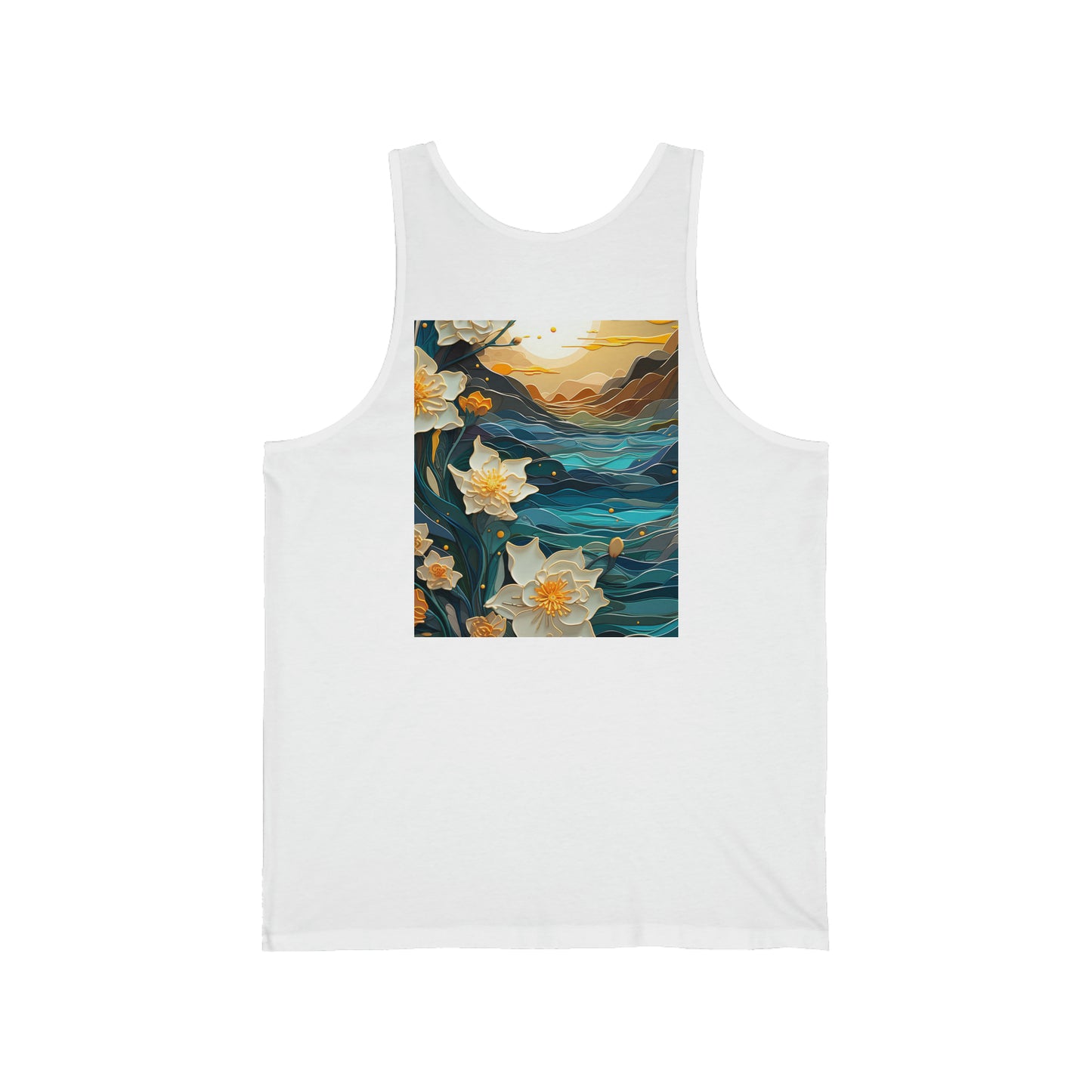 Waves and Daffodils Back Unisex Jersey Tank