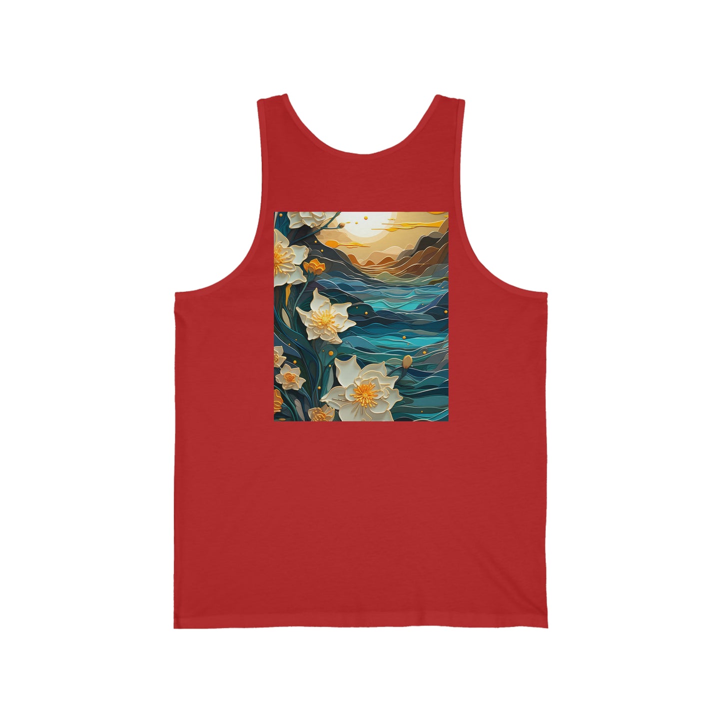 Waves and Daffodils Back Unisex Jersey Tank