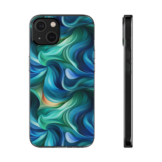 Blue and Green Swirls Clear Silicone Phone Cases