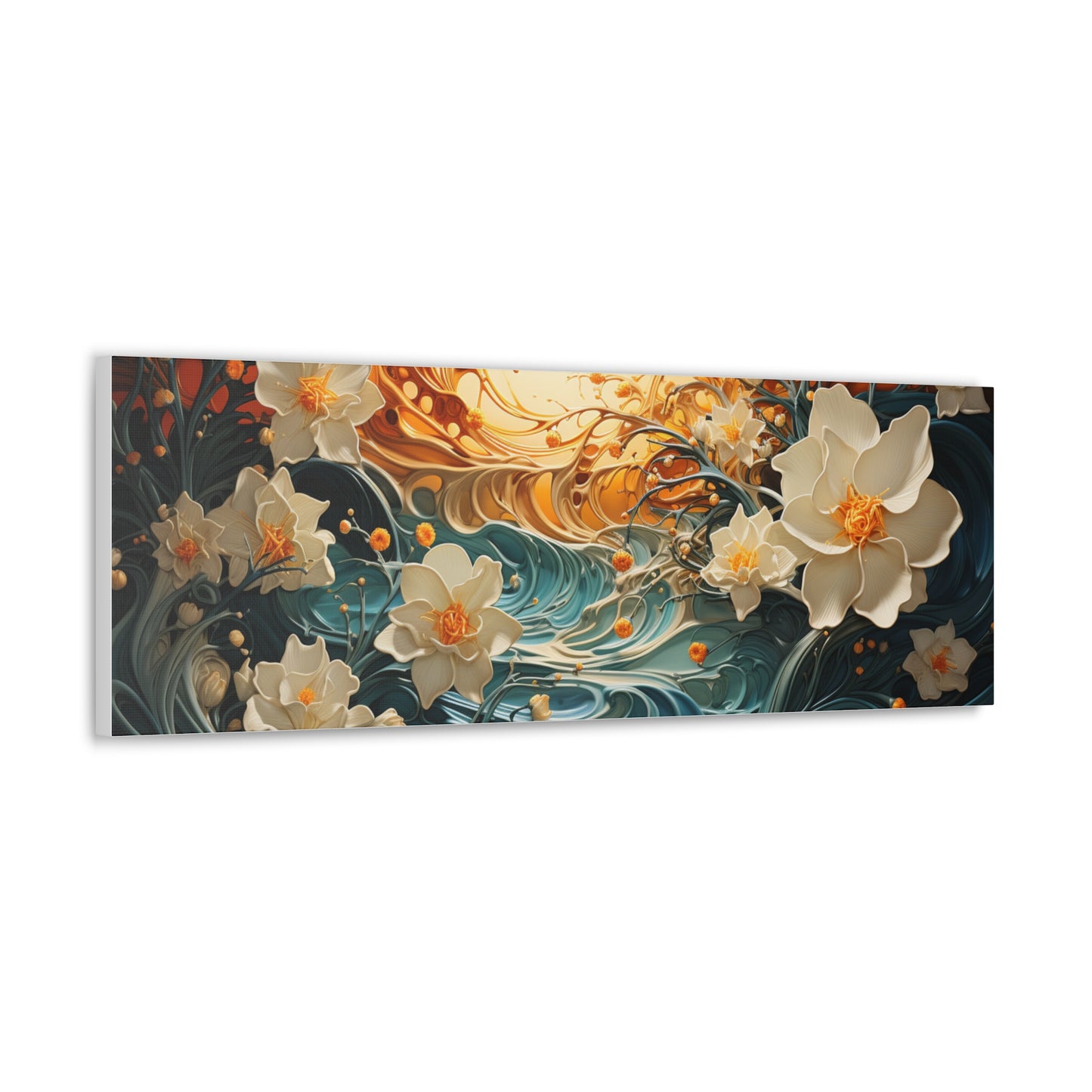 Waves and Daffodils Canvas Gallery Wraps