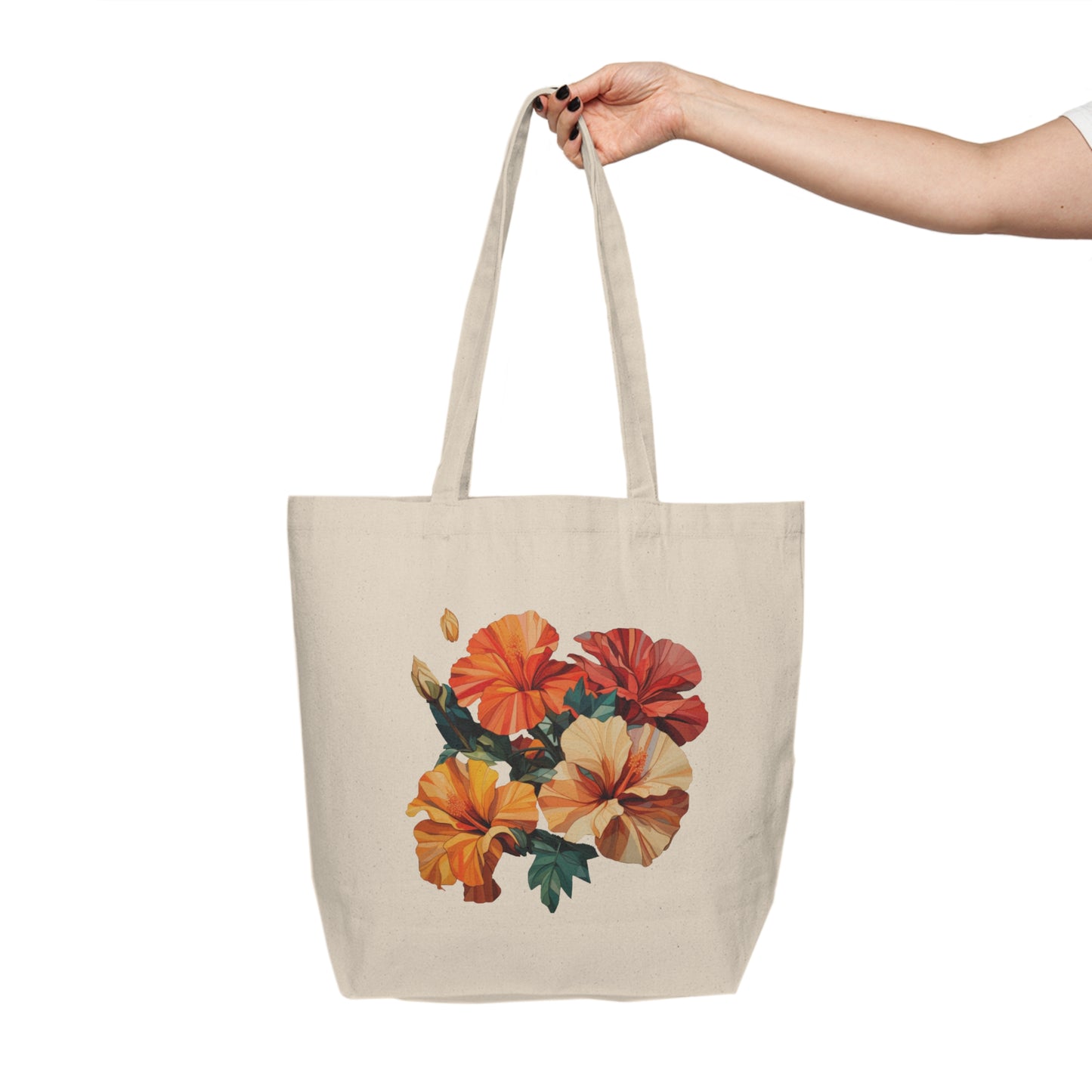 Hibiscus Canvas Shopping Tote