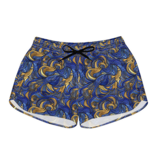 Gold and Lapis Swirls Women's Casual Shorts (AOP)