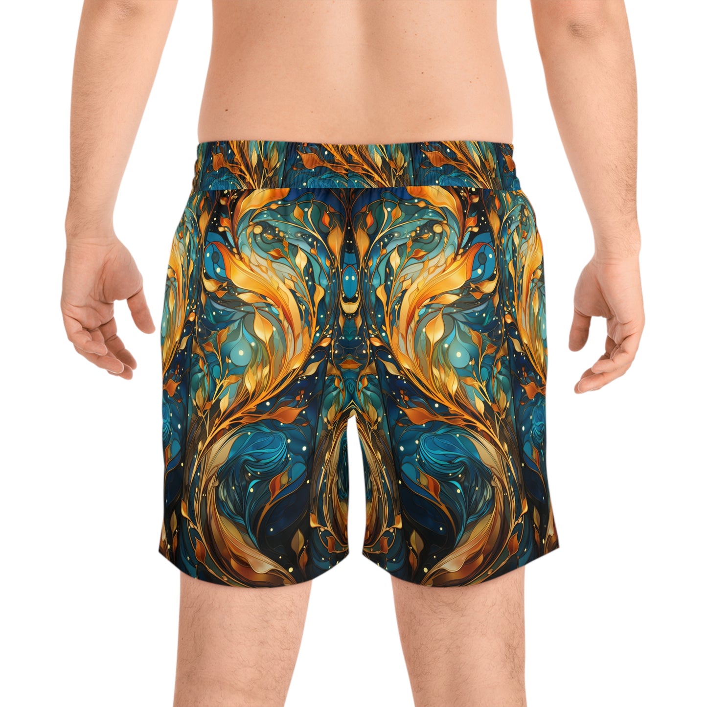 Kelp Mirror Men's Mid-Length Swim Shorts (AOP)