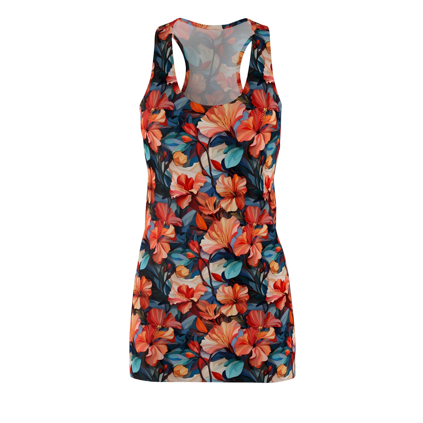 Hibiscus Women's Cut & Sew Racerback Dress (AOP)