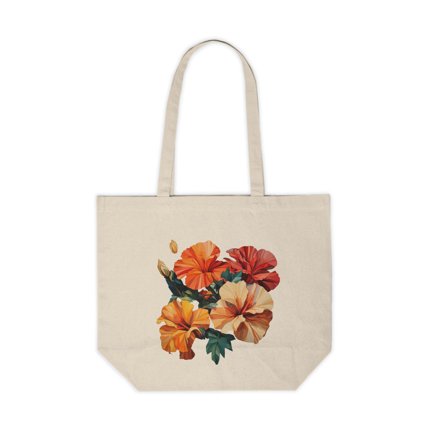 Hibiscus Canvas Shopping Tote