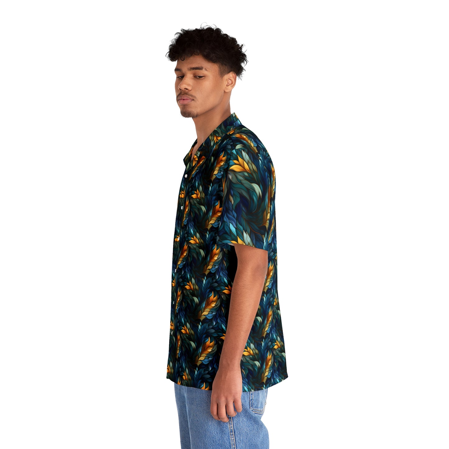 Leaf Waves Men's Hawaiian Shirt (AOP)