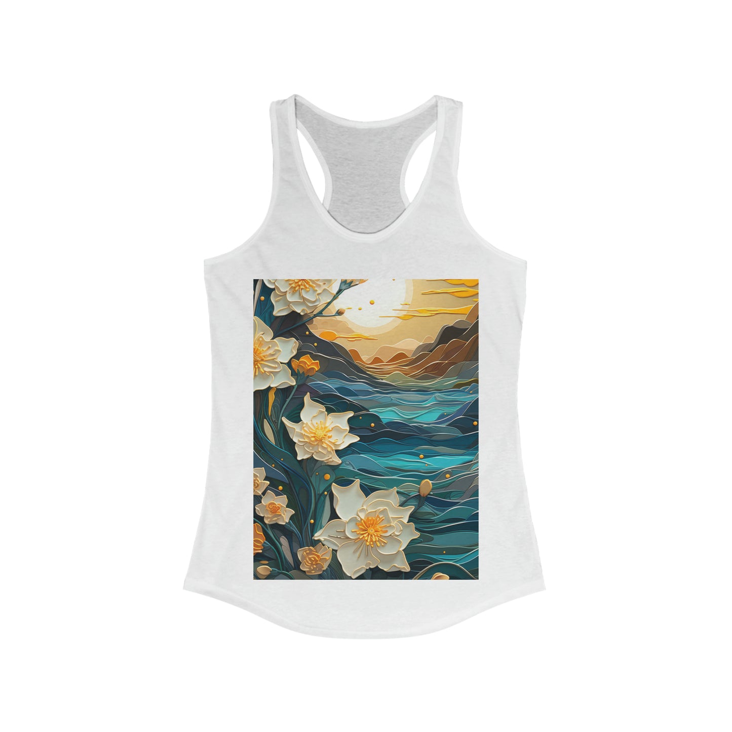 Waves and Daffodils Women's Ideal Racerback Tank