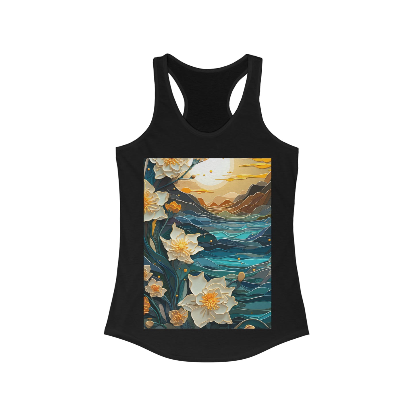 Waves and Daffodils Women's Ideal Racerback Tank