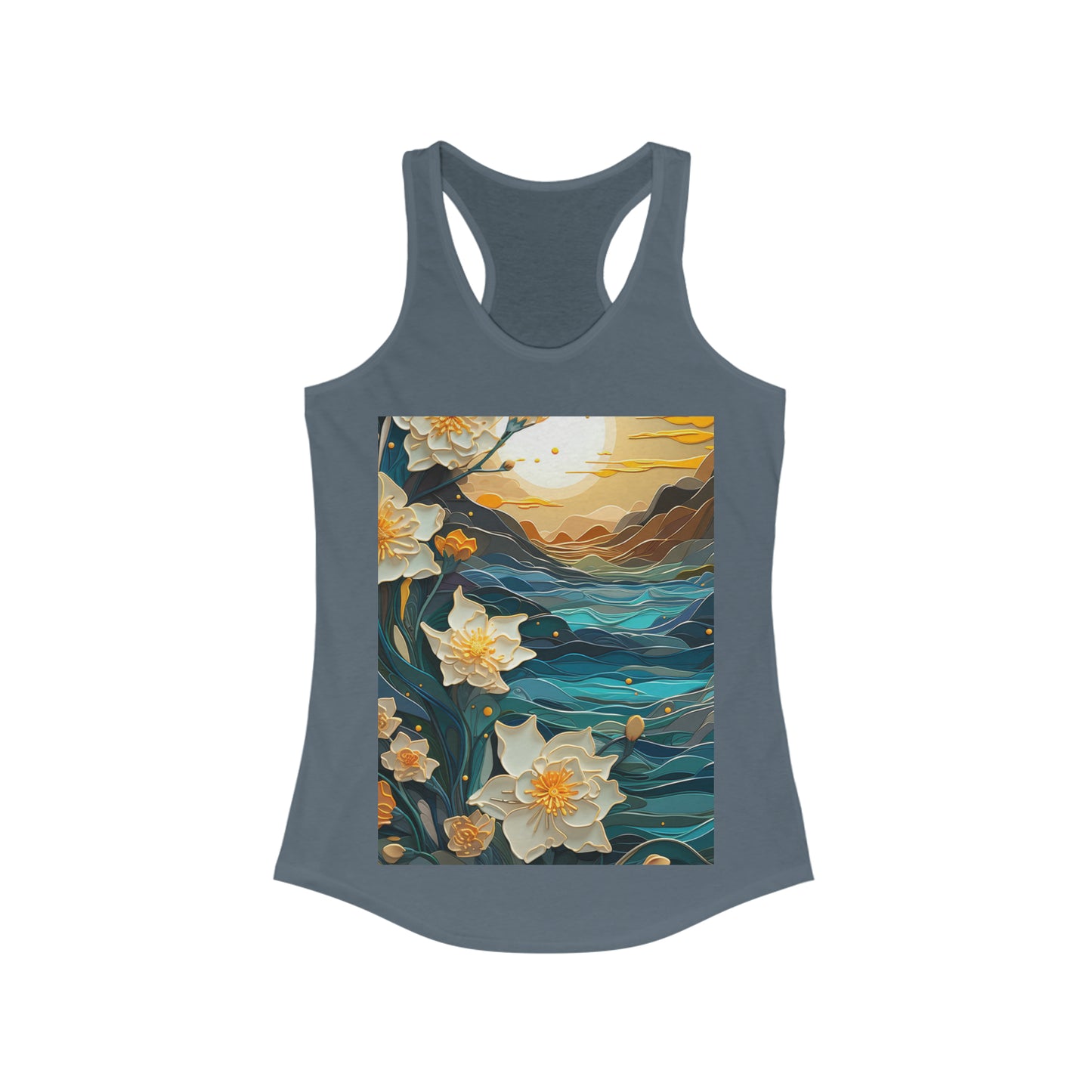 Waves and Daffodils Women's Ideal Racerback Tank