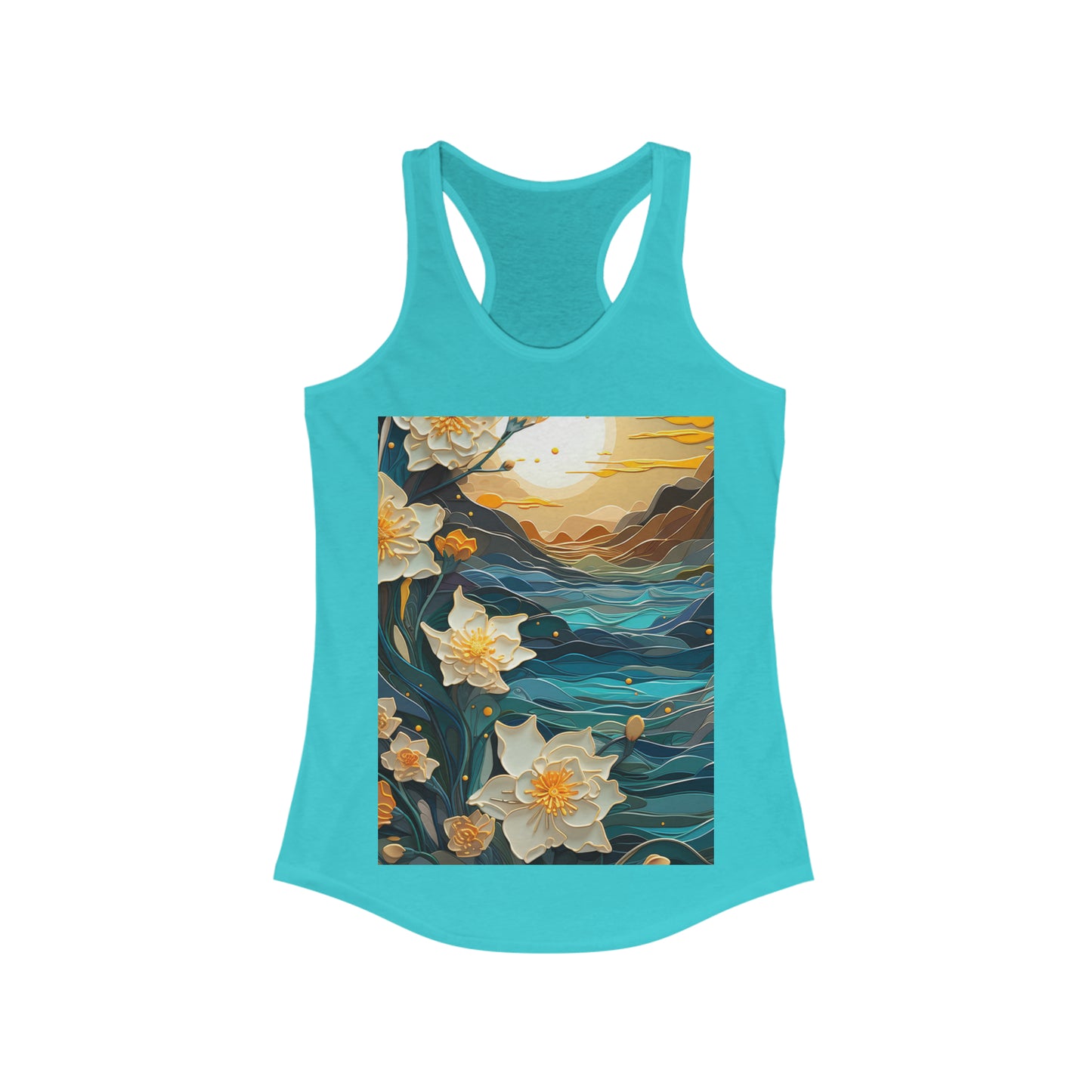 Waves and Daffodils Women's Ideal Racerback Tank