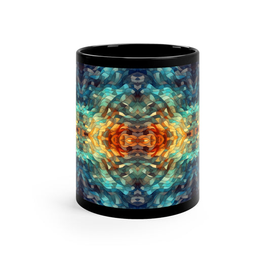 Geometric Kelp 11oz Black Mug