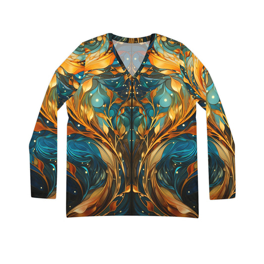 Kelp Mirror Women's Long Sleeve V-neck Shirt (AOP)